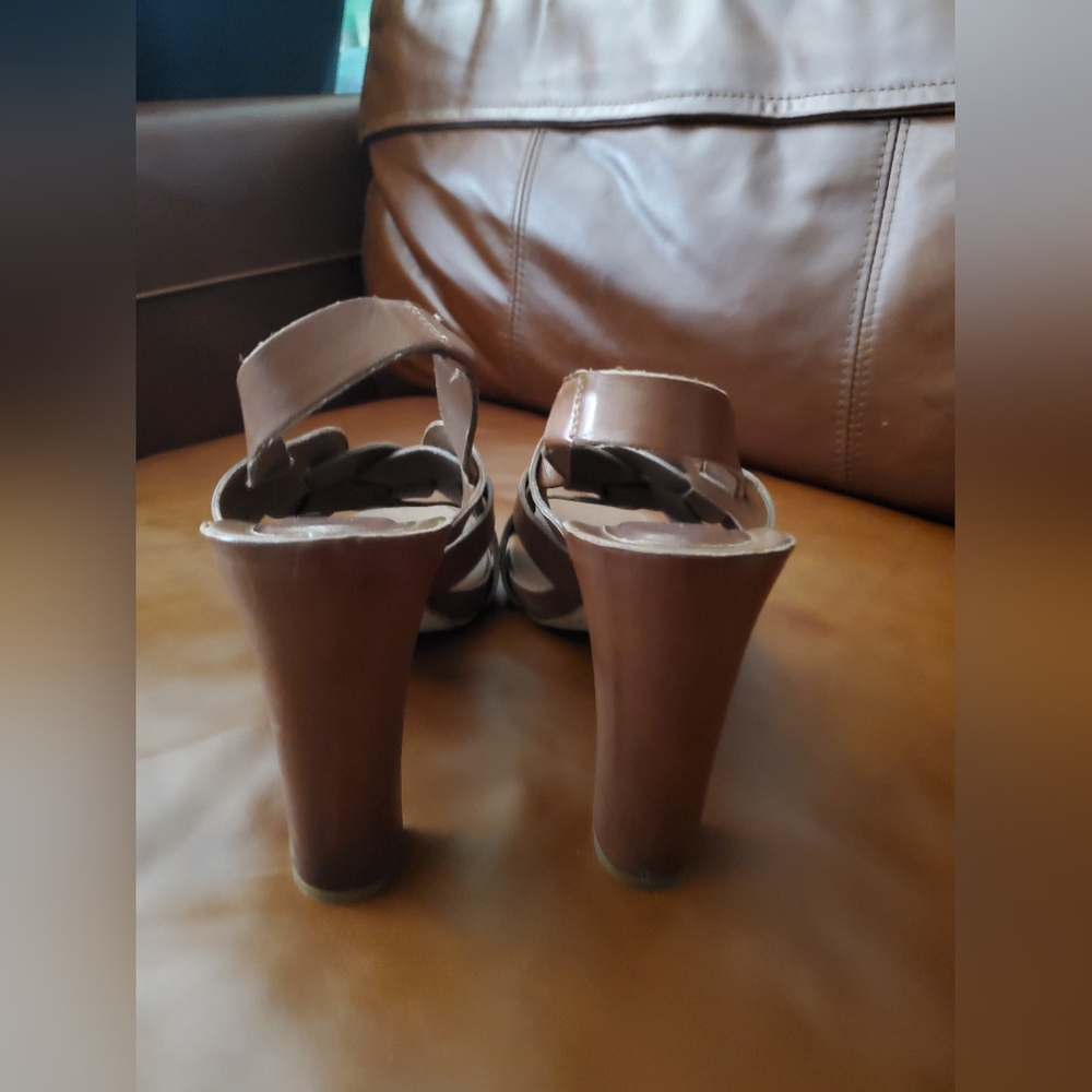 Del Carlo Brown leather Heeled Sandals Summer Shoes Used Size 40 - Picture 4 of 11